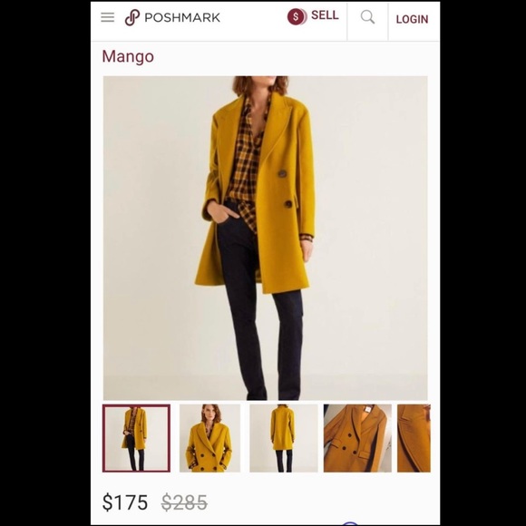 MANGO Designer Wool Trench - Mustard (M) - Picture 7 of 9